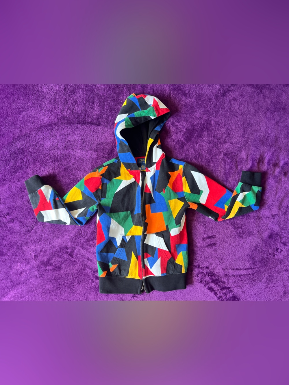 Polo by Ralph Lauren Kids Abstract Double Knit Full Zipper Hoodie Size 7